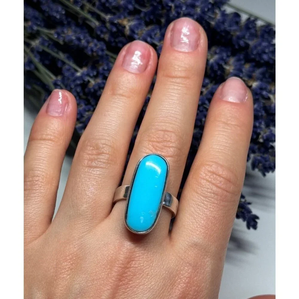 925 STERLING SILVER LARIMAR RING SIZE 8